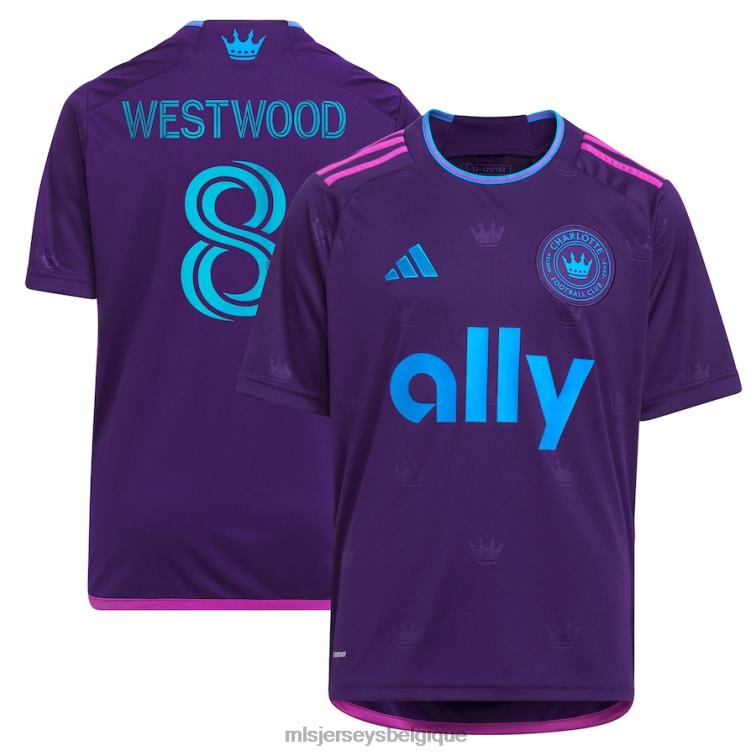 MLS Jerseys enfants charlotte fc ashley westwood adidas violet 2023 couronne joyau kit réplique maillot J8822985