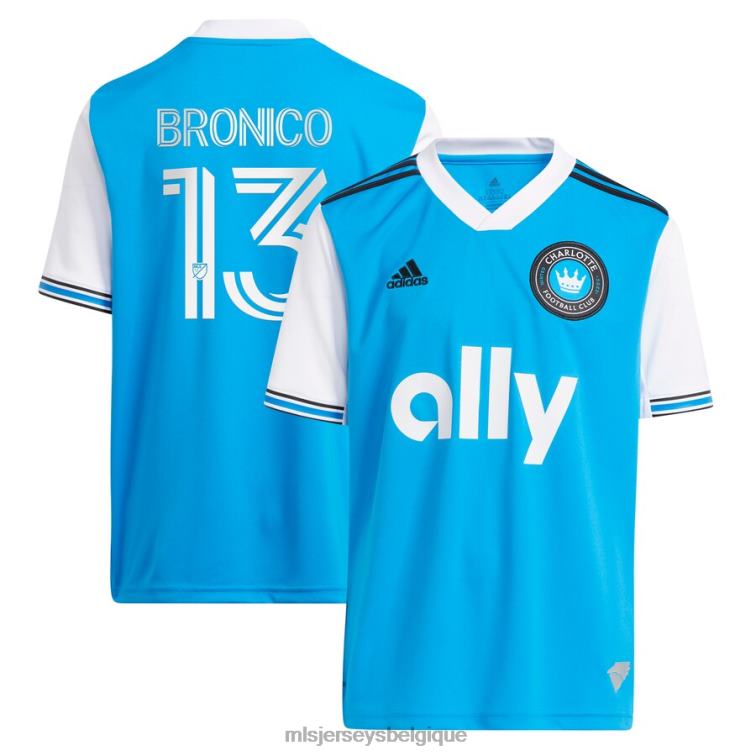 MLS Jerseys enfants maillot de joueur réplique charlotte fc brandt bronico adidas bleu 2023 nouvellement créé J88221158