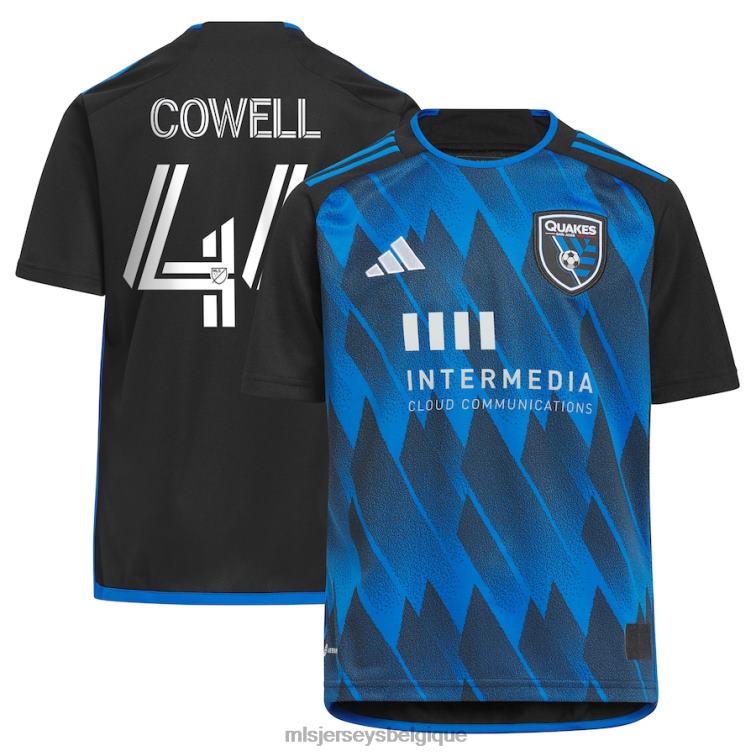 MLS Jerseys enfants tremblements de terre de san jose cade cowell adidas bleu 2023 maillot de faute active maillot réplique J88221179