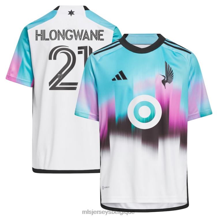 MLS Jerseys enfants Minnesota United FC Bongokuhle Hlongwane Maillot Réplique Adidas Blanc 2023 The Northern Lights Kit J8822765