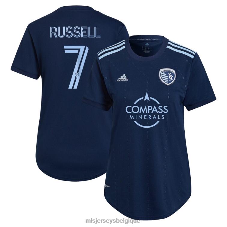 MLS Jerseys femmes sporting kansas city johnny russell adidas bleu 2022 state line 3.0 réplique maillot de joueur J88221017