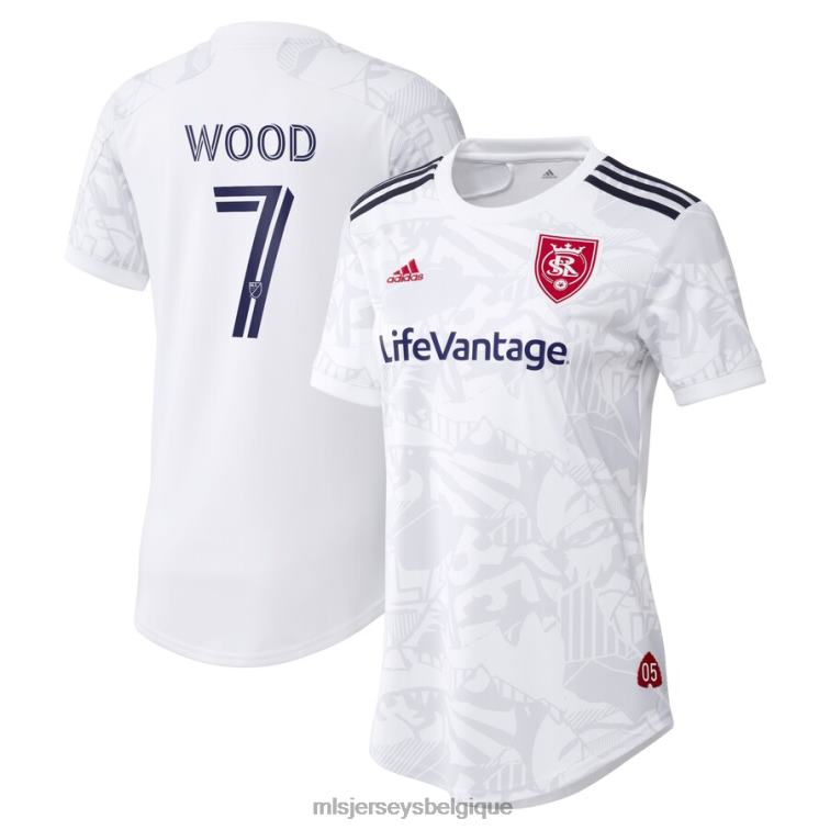 MLS Jerseys femmes Real Salt Lake Bobby Wood adidas blanc 2021 kit secondaire du supporter réplique maillot de joueur J88221374