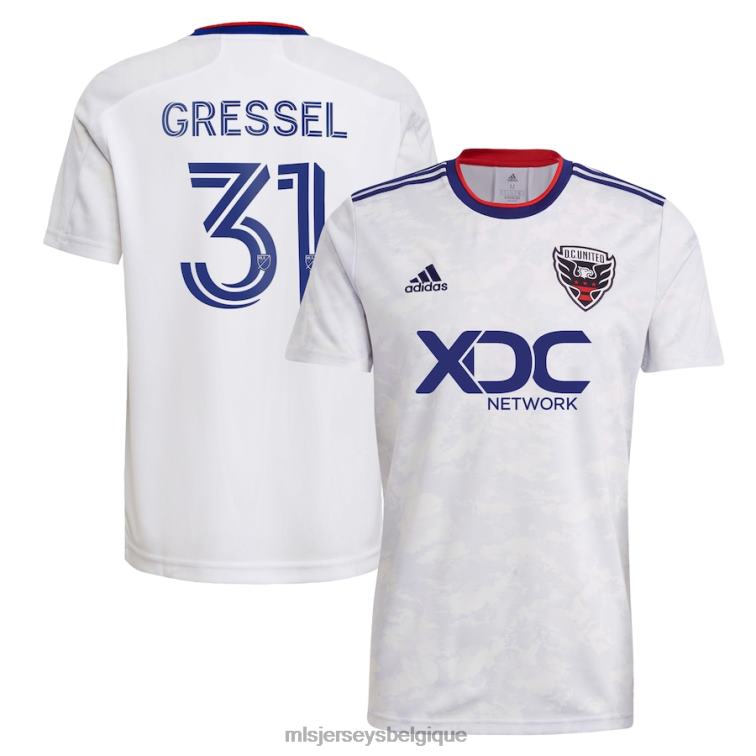 MLS Jerseys Hommes d.c. maillot de joueur réplique julian gressel adidas blanc 2022 le marbre J88221361
