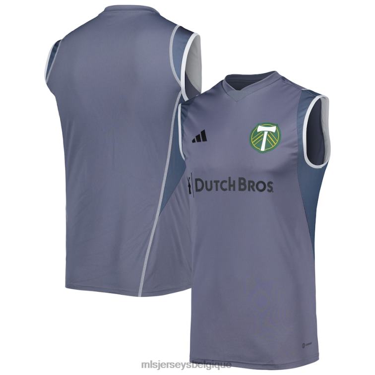 MLS Jerseys Hommes maillot d'entraînement sans manches sur le terrain Portland Timbers adidas gris 2023 J8822614