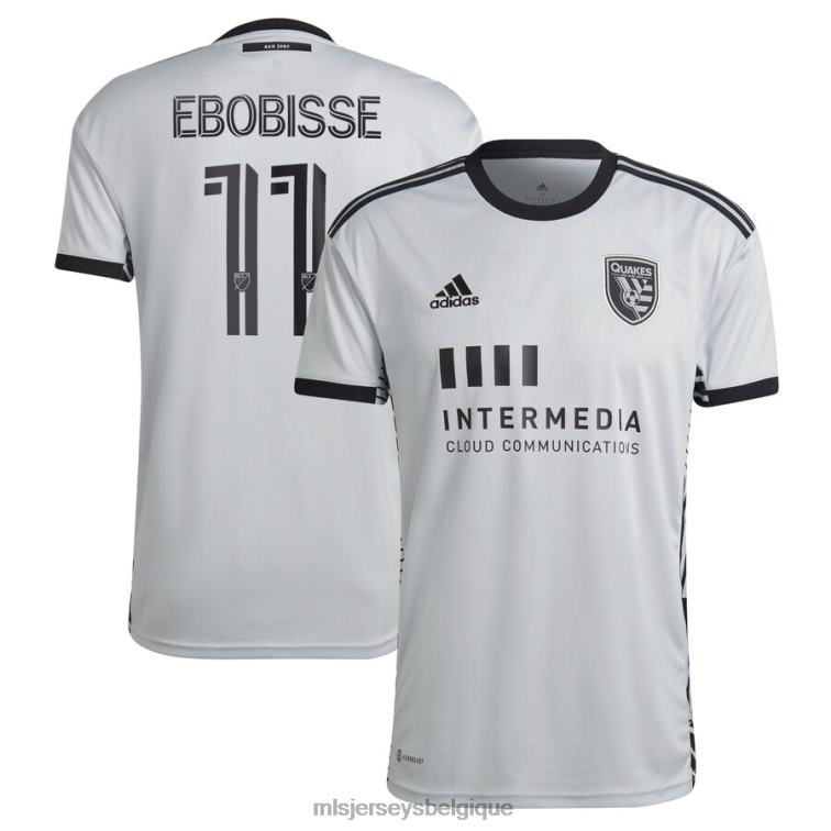 MLS Jerseys Hommes tremblements de terre de san jose jeremy ebobisse adidas gris 2022 le kit créateur réplique maillot de joueur J88221518