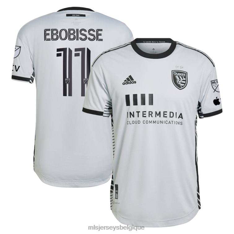 MLS Jerseys Hommes tremblements de terre de san jose jeremy ebobisse adidas gris 2023 le kit créateur maillot de joueur authentique J88221184
