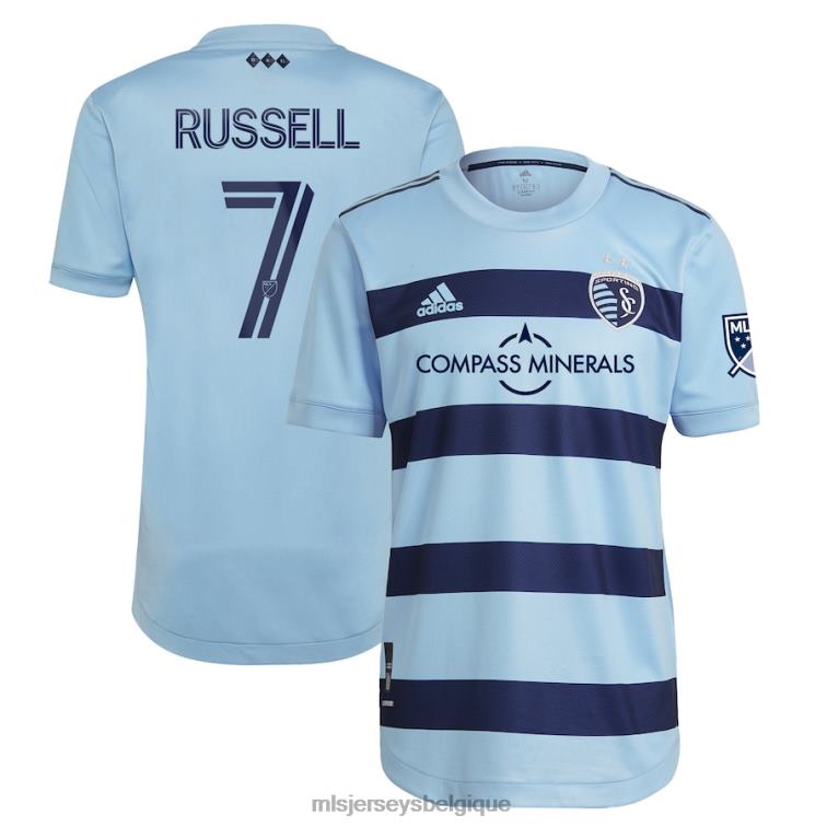 MLS Jerseys Hommes sporting kansas city johnny russell adidas bleu clair 2021 équipe primaire maillot de joueur authentique J8822670