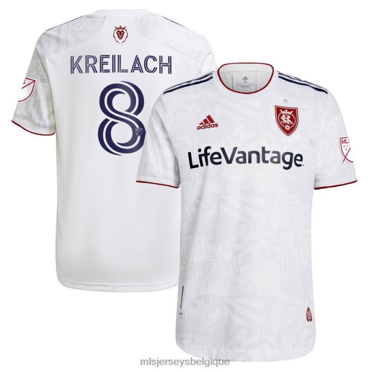 MLS Jerseys Hommes Real Salt Lake Damir Kreilach adidas blanc 2021 kit secondaire du supporter maillot de joueur authentique J88221496
